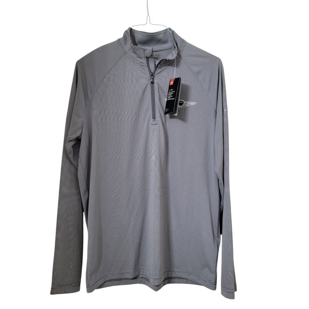 Under Armour Size M Gray & White Striped 1/4 Zip Long Sleeve Pullover, NEW w/Tag